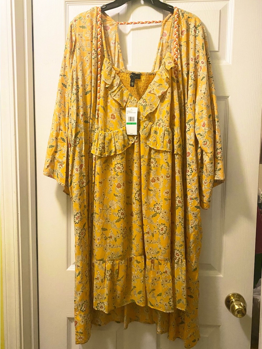 Jessica Simpson Butterscotch Southern Beauties Floral Ruffle Dress Set, Sz L
